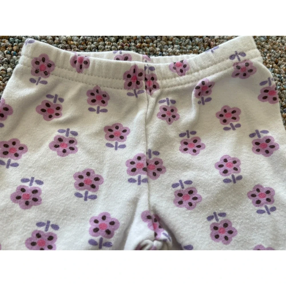 Carters Girls Purple Flower Patterned Leggings 3M Ankle Pants Floral Baby